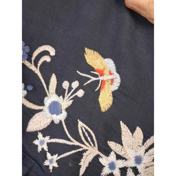 Johnny Was Boho Floral Embroidered Asymmetrical Size Medium Casual Midi Dress - Picture 6 of 13